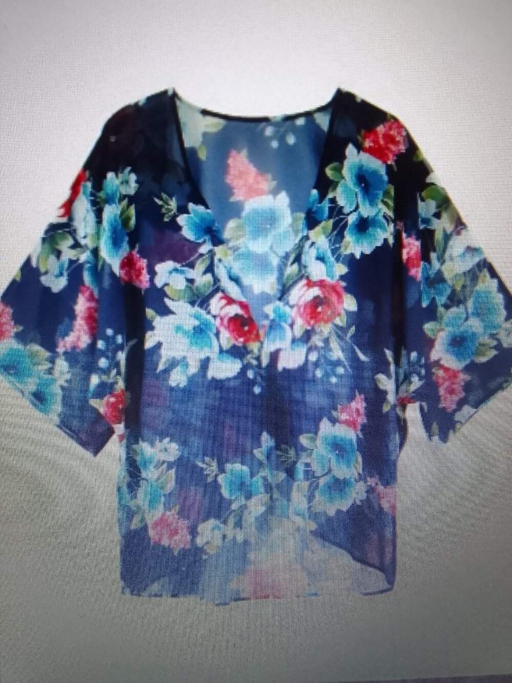 250-year celebration: Bundle golden pendant necklace&floral Kimono coverup NWT